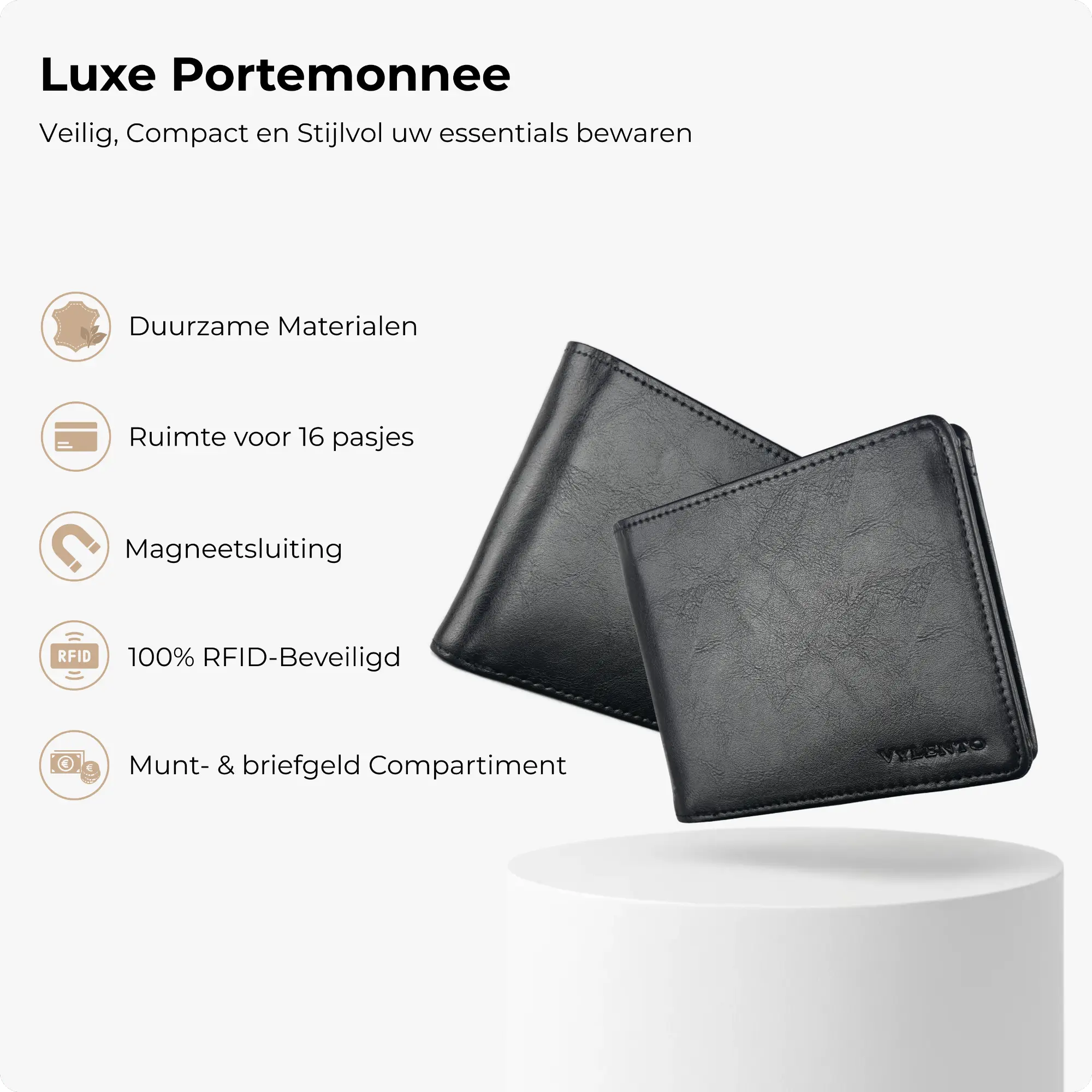 Venture Portemonnee Mat Zwart